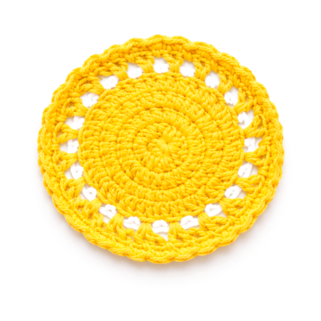 Yellow Crochet Doily Coaster Handmade Cotton Yarn